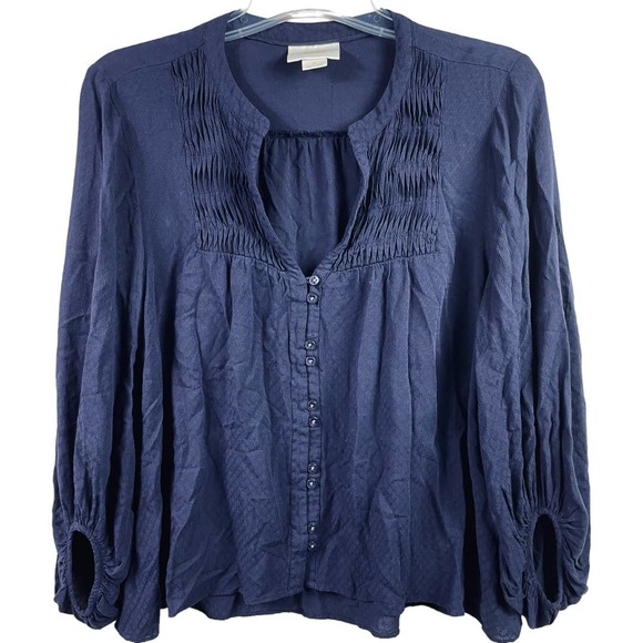 Maeve Tops - Maeve Navy Blue Smocked Boho tunic size 10